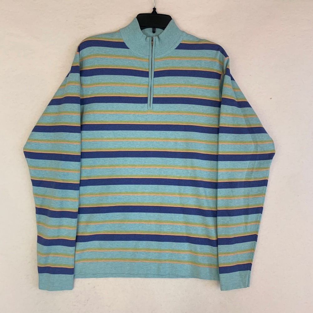 Peter Millar Crown Sport Marion Sweater Multi-Stripe 1/4 Zip Pullover Men M - Picture 2 of 9